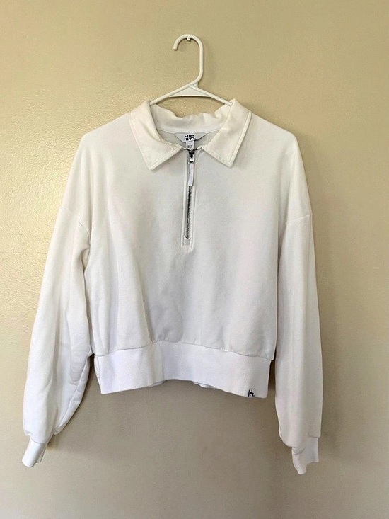 JoyLab Tops - JoyLab White Half-Zip Pullover Sweatshirt with Star Design Star Graphic